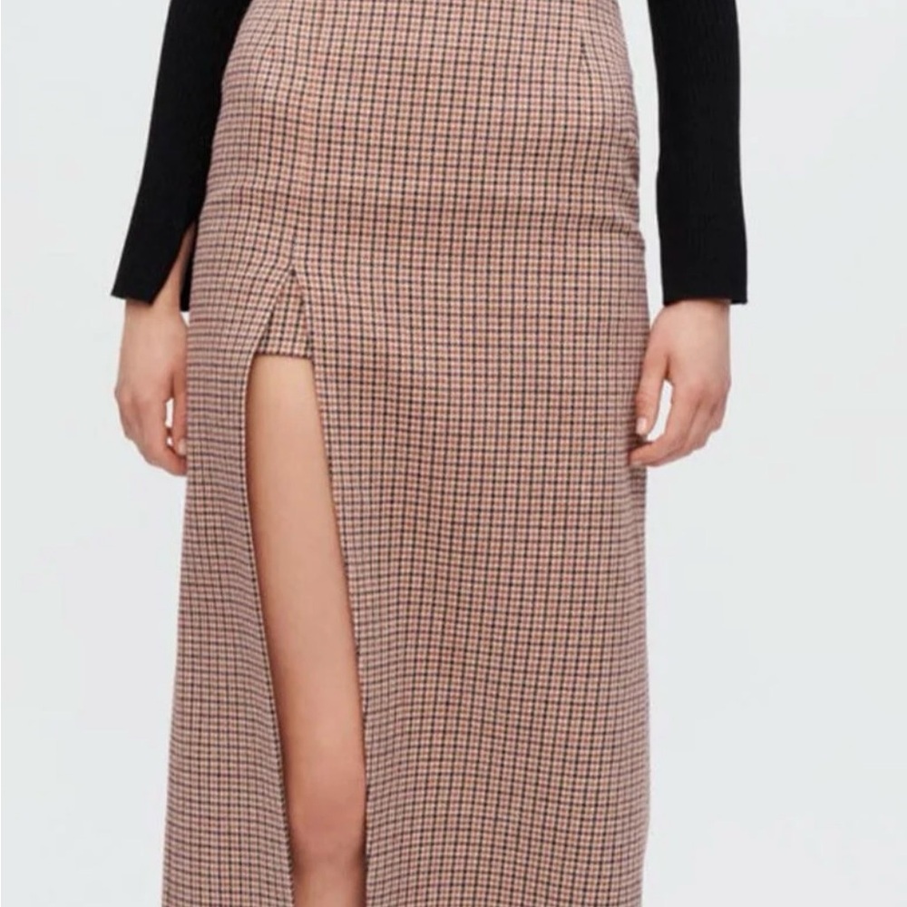 Maje | Midi Skirt with Houndstooth Slit